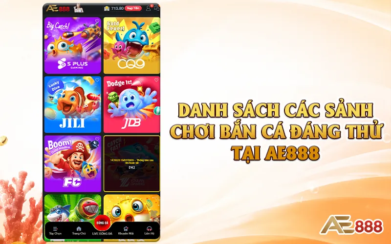 các sảnh chơi bắn cá đáng thử tại AE888